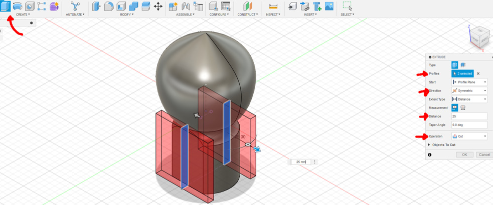 Completed revolve operation